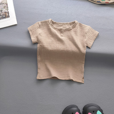 Dječja Odjeća Odijela Djevojčice Dječaci Jednobojne pamučne lanene majice i kompleti hlača Ljetni dječji ležerni dvodijelni kompleti za djevojčice Majice + hlače