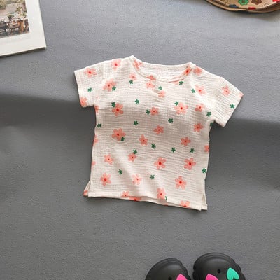 Dječja Odjeća Odijela Djevojčice Dječaci Jednobojne pamučne lanene majice i kompleti hlača Ljetni dječji ležerni dvodijelni kompleti za djevojčice Majice + hlače