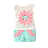 Ljetna dječja ležerna odjeća, odijelo, dječaci, djevojčice, slatki prsluk s cvijećem, kratke hlače, 2 kom/komplet, pamučna odjeća za malu djecu, dječje trenirke