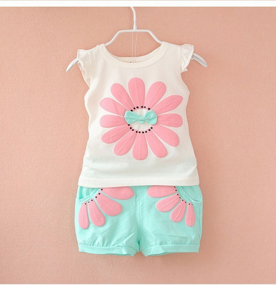 Ljetna dječja ležerna odjeća, odijelo, dječaci, djevojčice, slatki prsluk s cvijećem, kratke hlače, 2 kom/komplet, pamučna odjeća za malu djecu, dječje trenirke