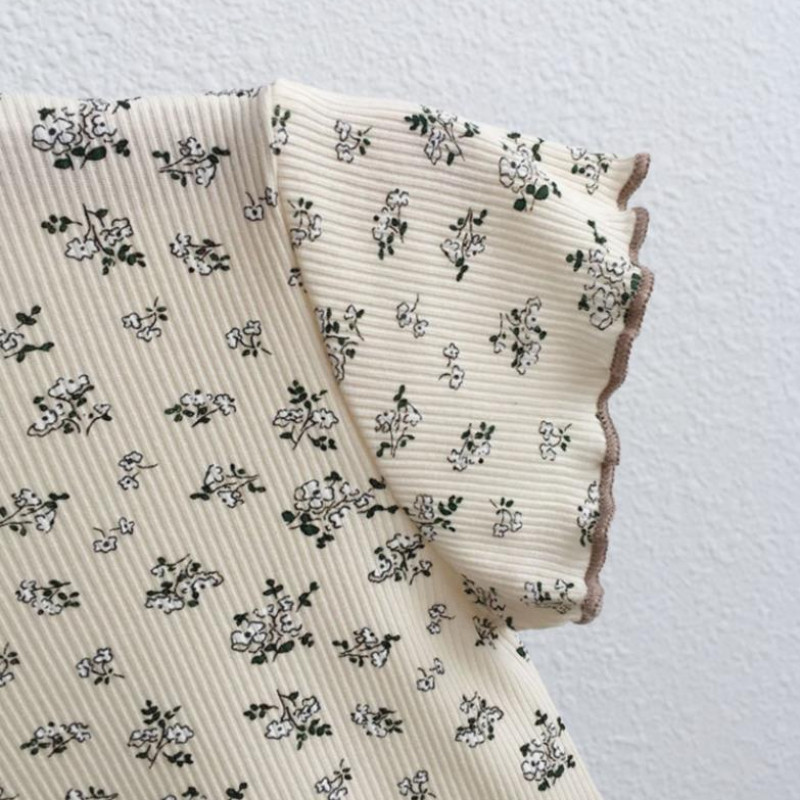 Nova spavaćica s cvjetnim odijelom, majice s punim printom za bebe, Ljetne majice za malu djecu, trendi komplet pidžama kratkih rukava, dječja kućna odjeća