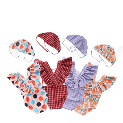 Happyflute 2~8Y mažiems kūdikiams maudymosi kostiumėlis mergaičių vienetas mergaičių maudymosi kostiumėlis su skrybėle Vaikiški maudymosi kostiumėliai Vaikiški paplūdimio drabužiai maudymosi kostiumėlis