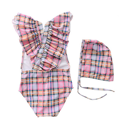 Happyflute 2~8Y mažiems kūdikiams maudymosi kostiumėlis mergaičių vienetas mergaičių maudymosi kostiumėlis su skrybėle Vaikiški maudymosi kostiumėliai Vaikiški paplūdimio drabužiai maudymosi kostiumėlis