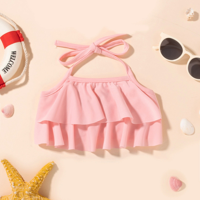 Dječji kupaći kostim u obliku sirene za malu djevojčicu, 2 kom. Dječji kupaći kostim s naborima, kratki gornji dio + donji dio bikinija + traka za glavu, dječje sunčano odijelo 6M-4Y