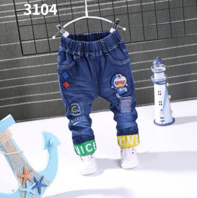 2023. Proljetna moda za dječake Traperice Dječje ležerne hlače Slova iz crtanih filmova Dječje elastične traper hlače za dječake Jesen Dječje traperice 1-7Y