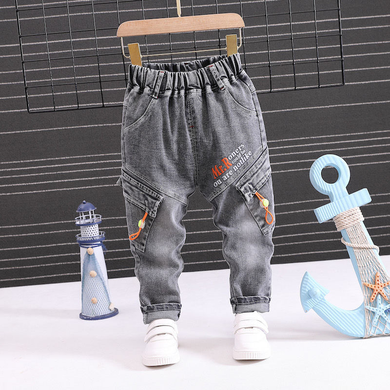 2023. Proljetna moda za dječake Traperice Dječje ležerne hlače Slova iz crtanih filmova Dječje elastične traper hlače za dječake Jesen Dječje traperice 1-7Y