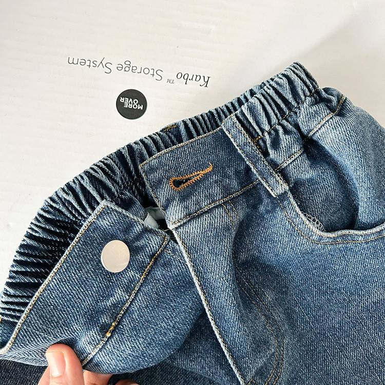 Tavaszi őszi Uniszex Gyermekek Homokmosott farmer fiúk és lányok Egygombos egyenes farmernadrág