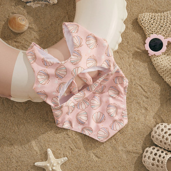 ma&baby 6M-3Y Бебешки бански костюми за бебета, малки деца, летни бански костюми с флорални черупки, бански костюм без ръкави, плажно облекло, бански костюм D01