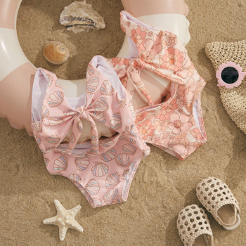 ma&baby 6M-3Y Бебешки бански костюми за бебета, малки деца, летни бански костюми с флорални черупки, бански костюм без ръкави, плажно облекло, бански костюм D01