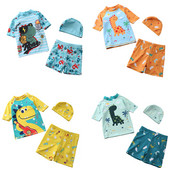 3 tk. Lastele mõeldud ujumisriided Lühikeste varrukatega ujumistrikoo Lastele Päikesekaitse UV-kaitse Beebi ujumisriided Väikelapse ujumiskostüüm poistele