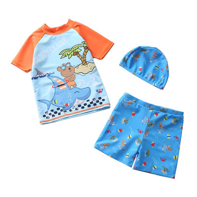 3 tk. Lastele mõeldud ujumisriided Lühikeste varrukatega ujumistrikoo Lastele Päikesekaitse UV-kaitse Beebi ujumisriided Väikelapse ujumiskostüüm poistele