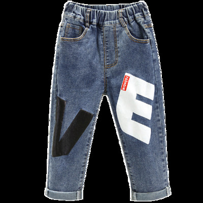 Korea stiilis uued laste teksad Kevad-sügis poisid Mood Hole sirge silinder vabaaja teksad elastne vöökoht lastele lahtised püksid