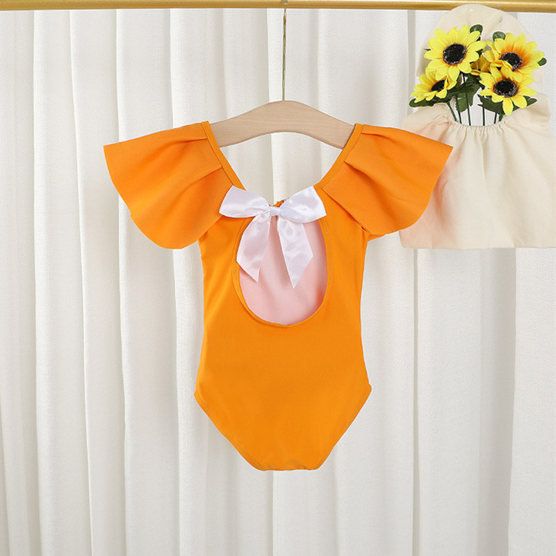 Dječja odjeća, kupaći kostimi za djevojčice, ljetna mašna, čvrsti kupaći kostim s naborima bez leđa za bebe, modna jednodijelna dječja odjeća