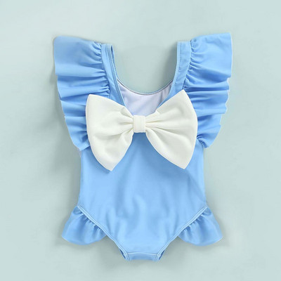1-6Y Summer Infant Toddler Baby Kid Girls Swimsuit Bow Backless Ruffle Бански костюм за момиче Плажно облекло Бански костюм D01