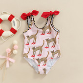 Gyerekek baba lányok fürdőruha nyári fürdőruha aranyos rajzfilm állatmintás ujjatlan kötszer háromszög fürdőruha strandruha fürdőruha