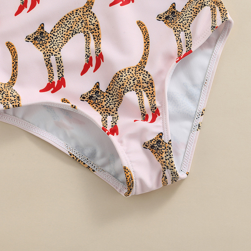 Gyerekek baba lányok fürdőruha nyári fürdőruha aranyos rajzfilm állatmintás ujjatlan kötszer háromszög fürdőruha strandruha fürdőruha