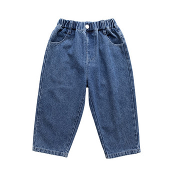 Άνοιξη 2023 Αγόρια μονόχρωμα ίσια τζιν παντελόνια για παιδιά, χαλαρά casual τζιν παντελόνια