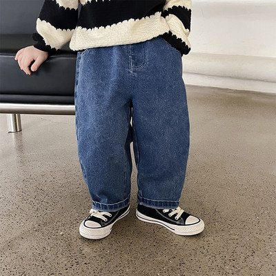 Proljeće 2023. Jednobojne ravne traperice za dječake, široke ležerne hlače za djecu