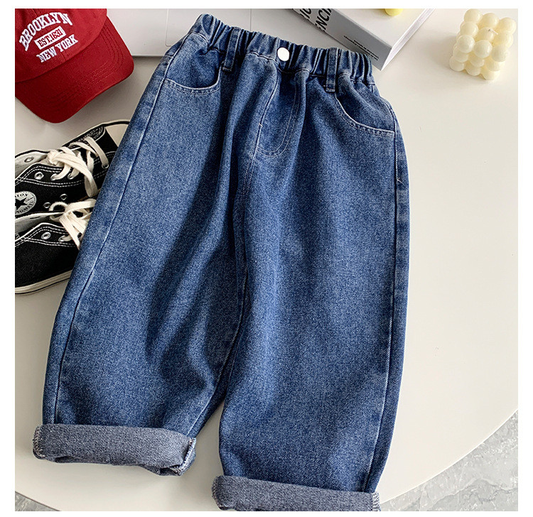 Proljeće 2023. Jednobojne ravne traperice za dječake, široke ležerne hlače za djecu