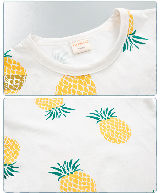 Dječji kompleti odjeće za dječake Ljeto 2021. Odjeća za dječake Ležerna majica s printom ananasa + kratke hlače Odijelo Dječja odjeća