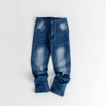 Детски дънки Four Seasons за момчета Обикновени еластични дънкови панталони с пет джоба Средни детски меки ежедневни панталони