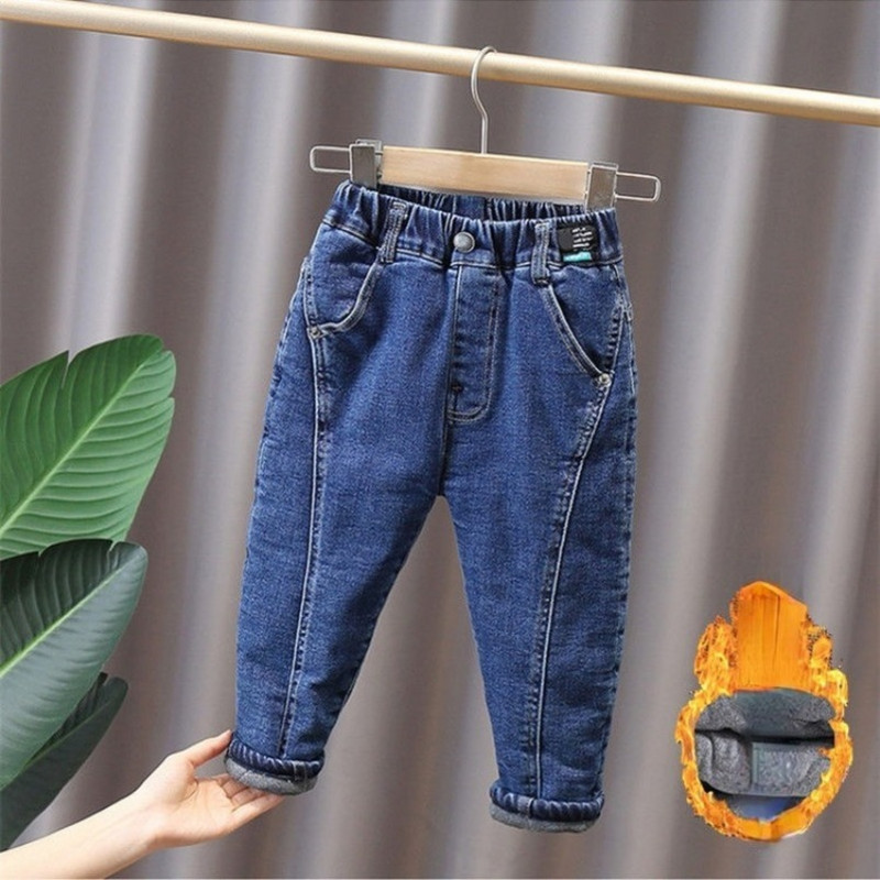 Designer farmer nadrágok fiúk farmerek termofarmerek csecsemő fiú őszi ruhák meleg steppelt téli hárem nadrág alkalmi fekete kék farmer