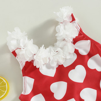 0-3Y Βρεφικά μαγιό για κορίτσια μπικίνι 2023 Summer Heart τύπωμα λουλουδιών Διακοσμητικά χωρίς πλάτη μαγιό Παιδικά μαγιό Παιδικά ρούχα παραλίας