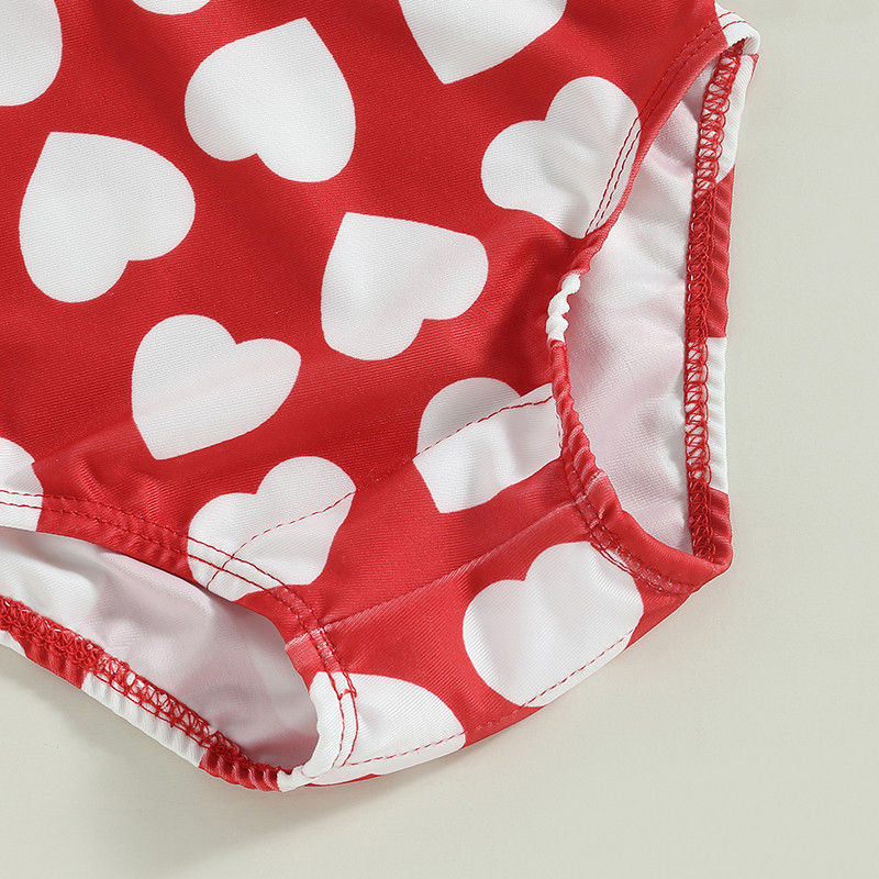 Mazuļu peldkostīmi, meiteņu bikini, 2023. gada vasaras sirds apdruka ar ziedu apdari bez aizmugures peldkostīmi, mazuļu peldkostīmi, bērnu pludmales apģērbi