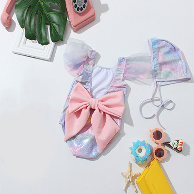 Vară Sirenă Pește Solzi Costum de baie Fete Costum de baie dintr-o bucată Bikini Copii Înot 3 buc Bikini Costum de baie Costume de înot