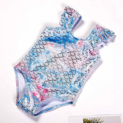 Vară Sirenă Pește Solzi Costum de baie Fete Costum de baie dintr-o bucată Bikini Copii Înot 3 buc Bikini Costum de baie Costume de înot