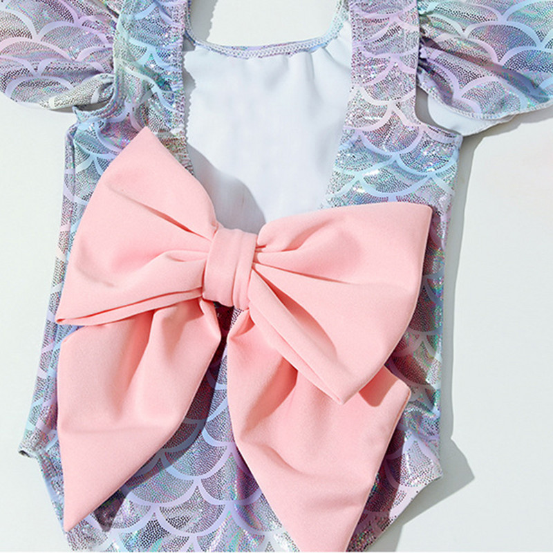 Vară Sirenă Pește Solzi Costum de baie Fete Costum de baie dintr-o bucată Bikini Copii Înot 3 buc Bikini Costum de baie Costume de înot