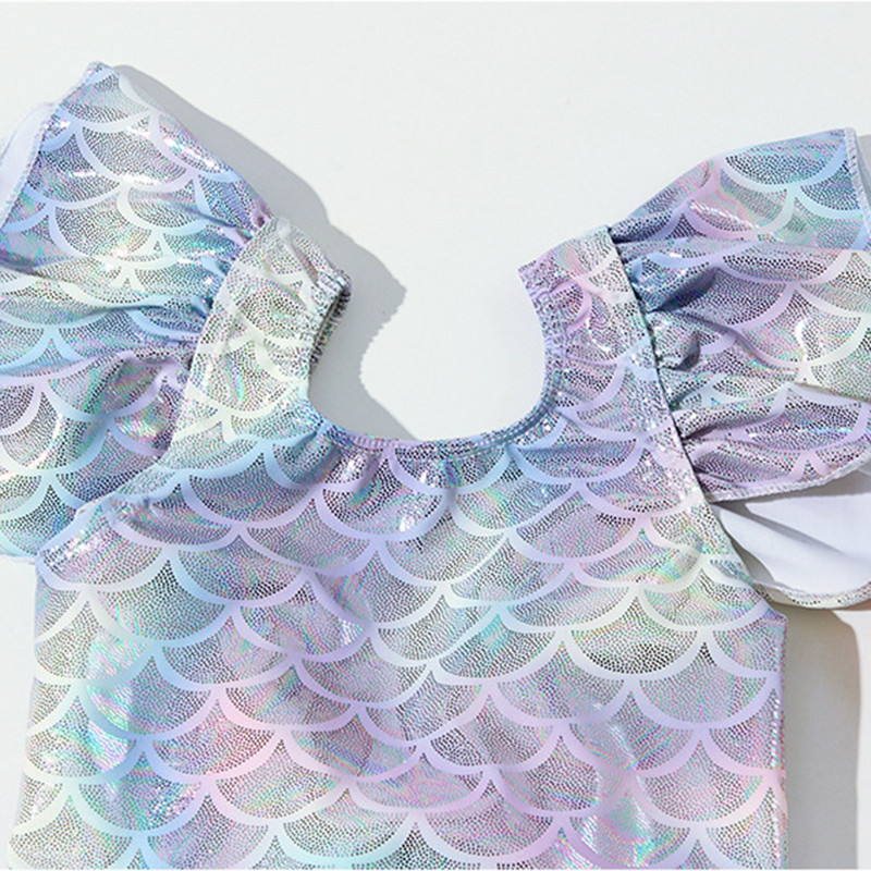 Vară Sirenă Pește Solzi Costum de baie Fete Costum de baie dintr-o bucată Bikini Copii Înot 3 buc Bikini Costum de baie Costume de înot