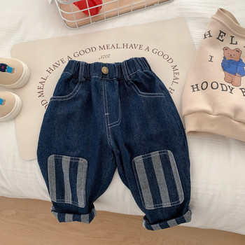 Παιδικά τζιν για αγόρια Τζιν Φθινοπωρινή μόδα Βρεφικό νήπιο αγόρι τζιν παντελόνι μπάλωμα ριγέ casual φαρδύ παντελόνι Κορεατικά παιδικά ρούχα