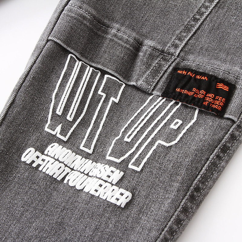 2023. Proljeće Jesen Novo 3 4 6 8 10 12 godina Dječja odjeća Dječje traper duge hlače Modne traper hlače s pismom za dječake