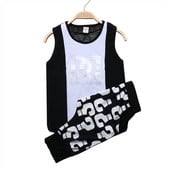 Divatos fekete fiú ruha szettek gyerekeknek baba fiú ujjatlan mellény + rövid nadrág 2 db modális pamut gyermekruházat nyári 3-6 éves korig