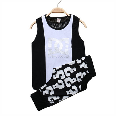 Divatos fekete fiú ruha szettek gyerekeknek baba fiú ujjatlan mellény + rövid nadrág 2 db modális pamut gyermekruházat nyári 3-6 éves korig