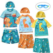 2023 Ljetni kupaći kostim za dječake Dinosaurus sa slatkim printom Top+hlače+kapa Komplet od 3 komada za malu djecu Dječji kostim za plažu