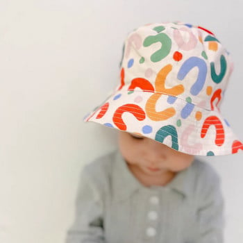 Двустранна бебешка шапка с кофа, сладка, бродирана с букви, деца, момчета, момичета, рибарска шапка с панама, лятна детска шапка за слънце Gorras