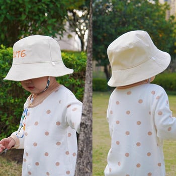 Двустранна бебешка шапка с кофа, сладка, бродирана с букви, деца, момчета, момичета, рибарска шапка с панама, лятна детска шапка за слънце Gorras