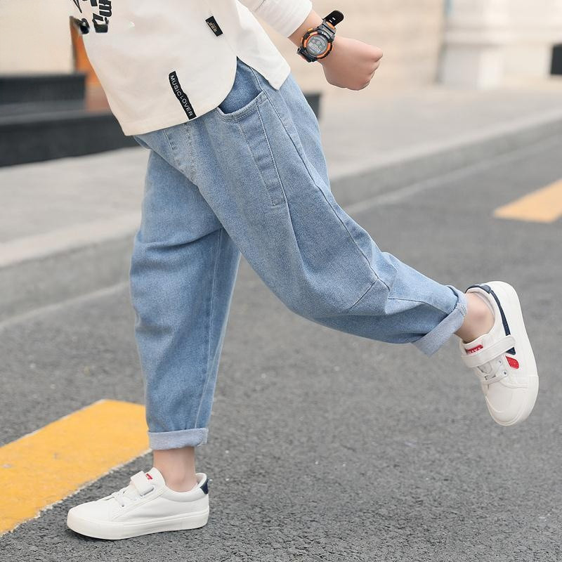 Denim hlače za dječake Proljeće ljeto Tanke hlače Dječje harem hlače Ležerne široke hlače za tinejdžere Modne klasične hlače Dizajn marke
