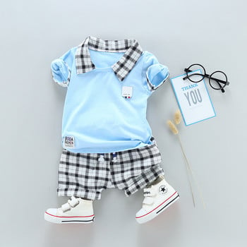 Νέο Arrival Ρούχα για αγόρια για το καλοκαίρι 2020 Βρεφικά ρούχα για μωρά Παιδικά ρούχα καρό κοντομάνικο μπλουζάκι παντελόνι