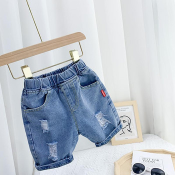 Скъсани дънки за момчета Къси Детски летни тънки панталони Бебешки корейски стил Моден стил Свободно долнище Плажни ежедневни панталони Високо качество