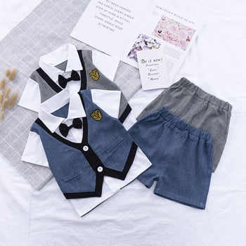 Καλοκαιρινό σετ ανδρικών ρούχων Μόδα πέτο Πουκάμισο κοντομάνικο + παντελόνι 2 τεμάχια Παιδικά ρούχα για πάρτι