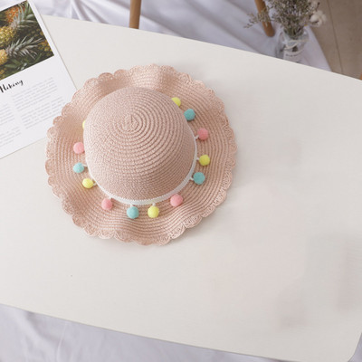 Vaikų mergaičių vasaros mada Vaikų kremas nuo saulės Kepurė nuo saulės šiaudinis skrybėlių krepšys mergaitėms Šauni kepurė Mergaitei Mieli kvėpuojantys kūdikių aksesuarai