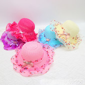 Block Sun Child Baby Girl Vasaros kepuraitės juostelė Dekoruokite banguotą šiaudinę skrybėlę mergaitėms Vaikams Šiaudinė paplūdimio kepurė Paplūdimio kepuraitė 1–8 m.