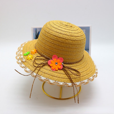 Block Sun Child Baby Girl Vasaros kepuraitės juostelė Dekoruokite banguotą šiaudinę skrybėlę mergaitėms Vaikams Šiaudinė paplūdimio kepurė Paplūdimio kepuraitė 1–8 m.