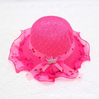 Block Sun Child Baby Girl Vasaros kepuraitės juostelė Dekoruokite banguotą šiaudinę skrybėlę mergaitėms Vaikams Šiaudinė paplūdimio kepurė Paplūdimio kepuraitė 1–8 m.