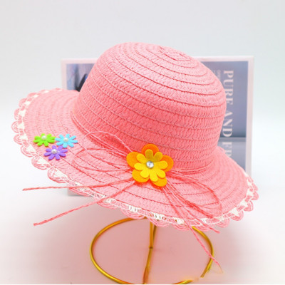 Block Sun Child Baby Girl Vasaros kepuraitės juostelė Dekoruokite banguotą šiaudinę skrybėlę mergaitėms Vaikams Šiaudinė paplūdimio kepurė Paplūdimio kepuraitė 1–8 m.