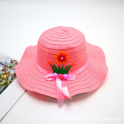 Block Sun Child Baby Girl Vasaros kepuraitės juostelė Dekoruokite banguotą šiaudinę skrybėlę mergaitėms Vaikams Šiaudinė paplūdimio kepurė Paplūdimio kepuraitė 1–8 m.