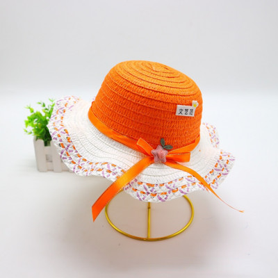 Block Sun Child Baby Girl Vasaros kepuraitės juostelė Dekoruokite banguotą šiaudinę skrybėlę mergaitėms Vaikams Šiaudinė paplūdimio kepurė Paplūdimio kepuraitė 1–8 m.